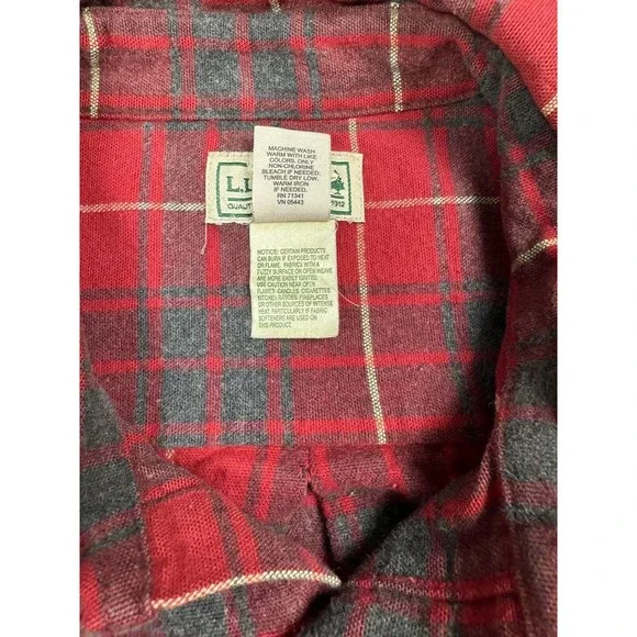 L.L. Bean Flannel Mens Large Heavyweight Red Blue Button Up Shirt Tall MT07 - Picture 3 of 10